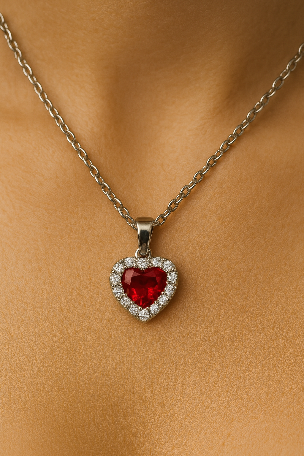 Collana con ciondolo cuore zirconi