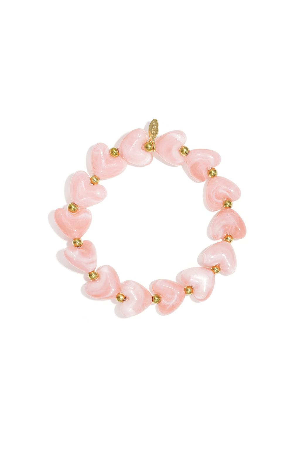 Bracciale elastico con perline a forma di cuore