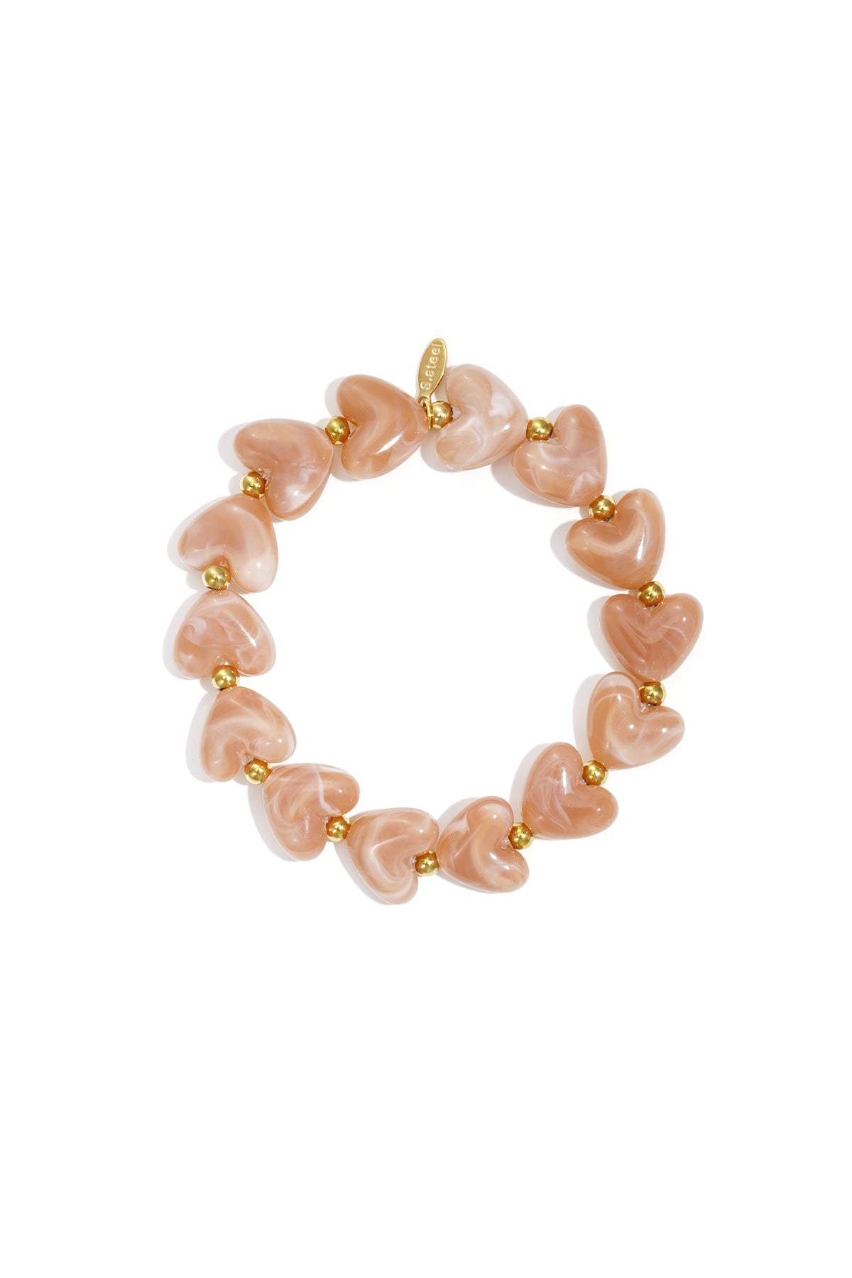 Bracciale elastico con perline a forma di cuore