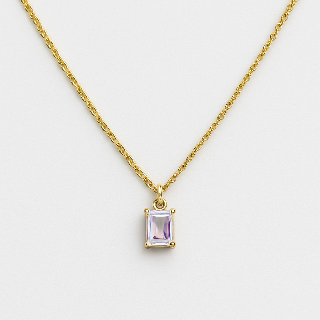 Collana con Catenina Placcata Oro 18k e Ciondolo con Zirconi Colorati  Gioiello Elegante, Brillante e Perfetto per Ogni Occasione, chic