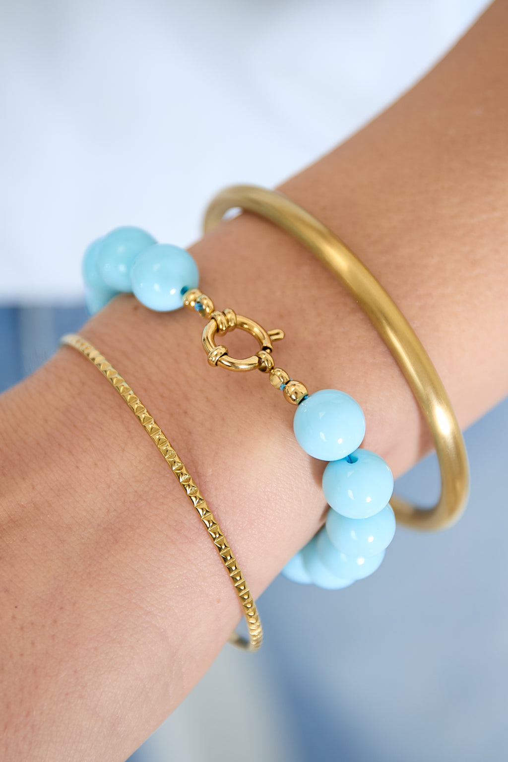 Collana con perle medie e chiusura frontale-12mm