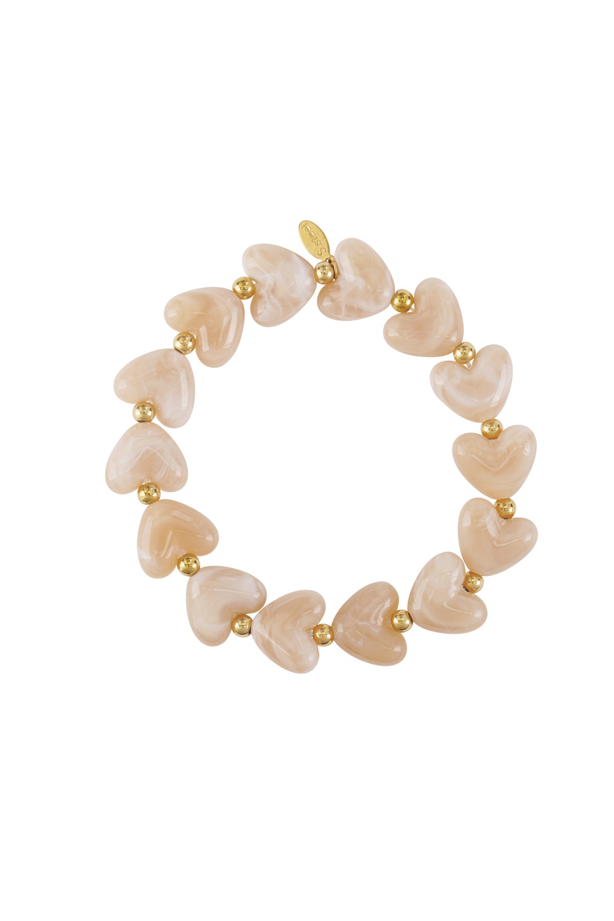 Bracciale elastico con perline a forma di cuore