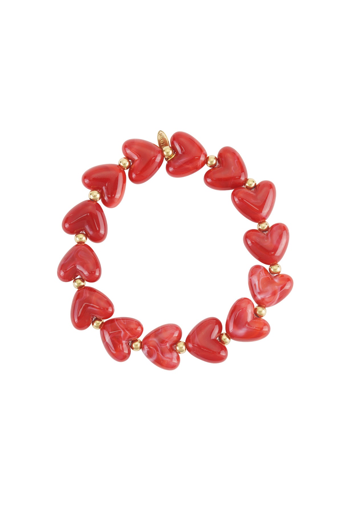 Bracciale elastico con perline a forma di cuore