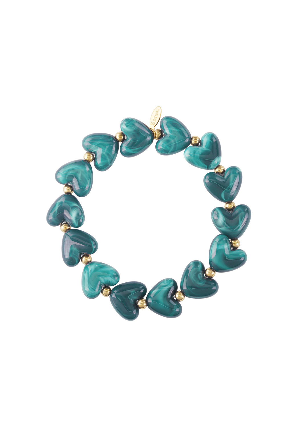 Bracciale elastico con perline a forma di cuore