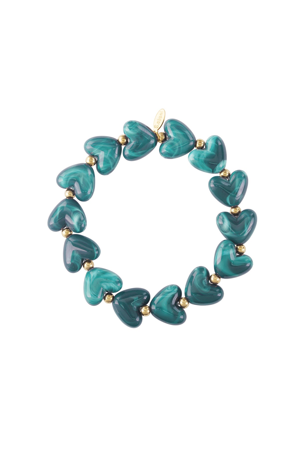 Bracciale elastico con perline a forma di cuore