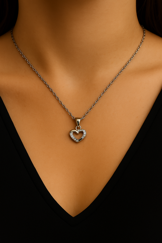 Collana Ciondolo Cuore e Zirconi Brillanti