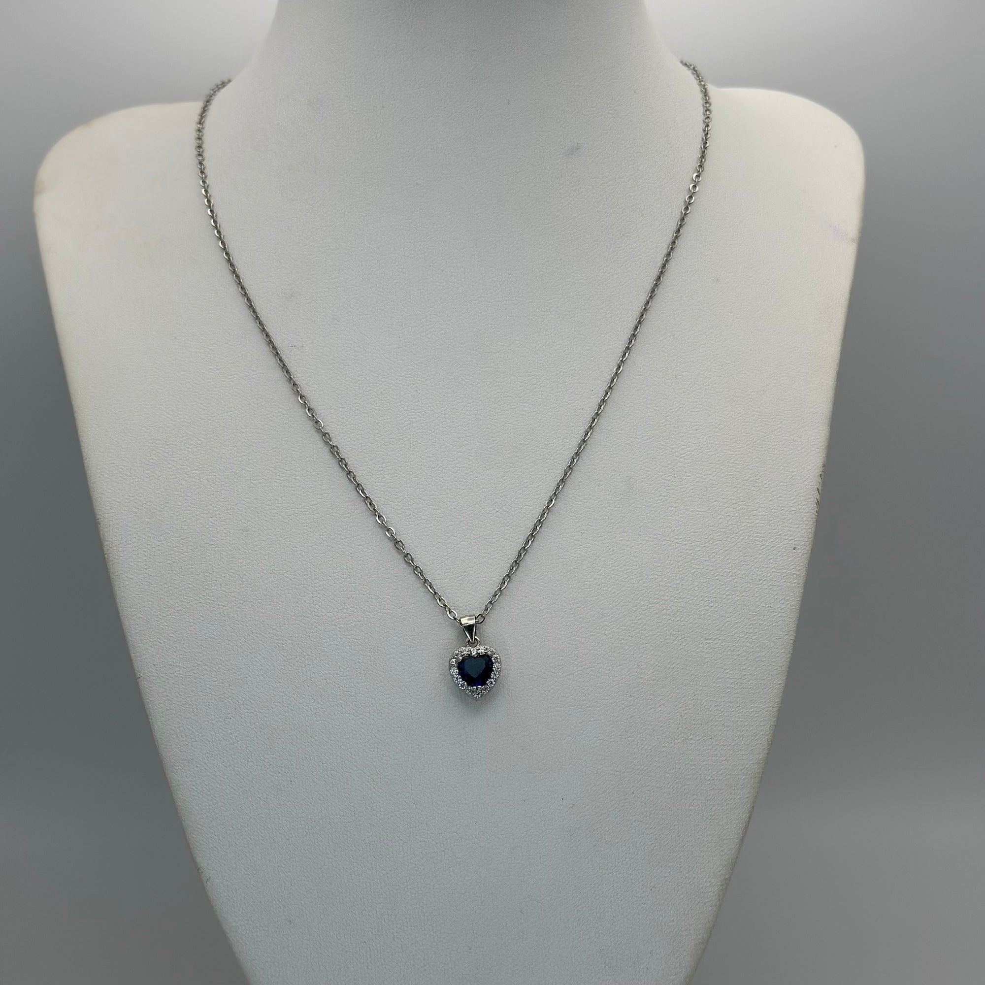 Collana Cuore Blu con Zirconi
