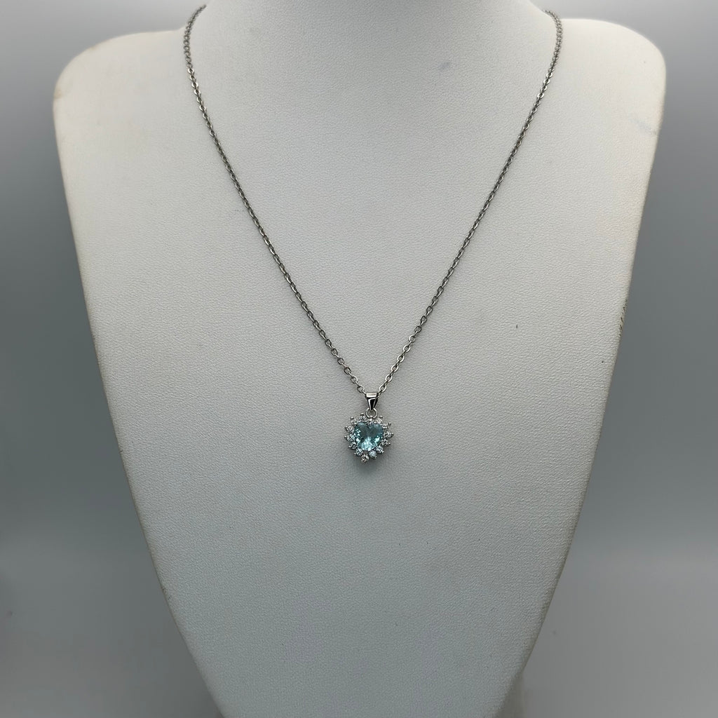 Collana Cuore Azzurro con Zirconi
