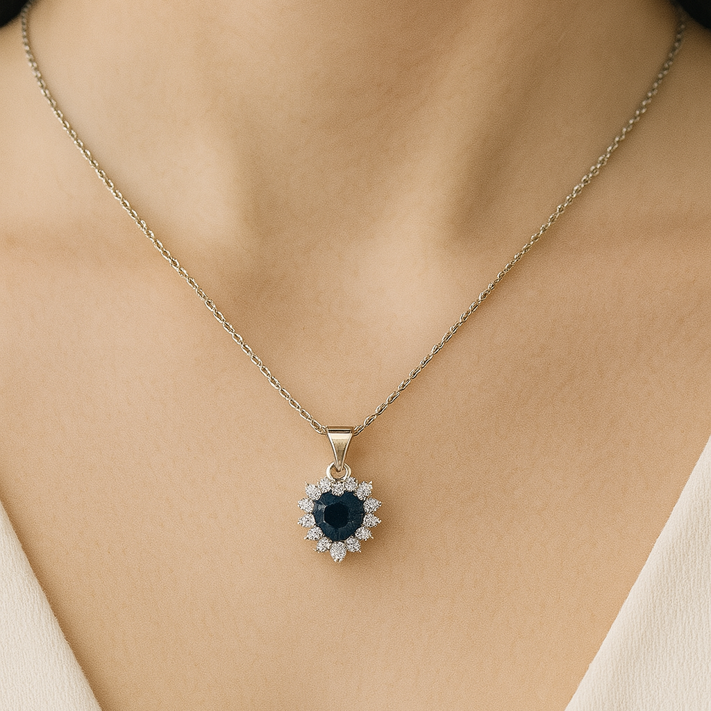 Collana Cuore Blu con Zirconi