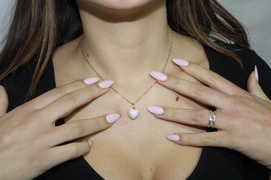 Collana con ciondolo cuore,argento sterling 925,zirconi cubici,gioielli minimalisti,bagno oro ,regali per la festa della mamma,made in italy